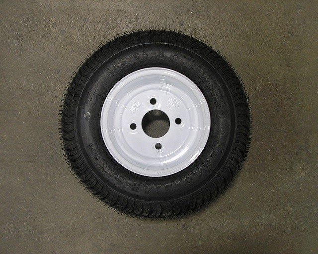 165/65-8 on 8" x 5.375" White Steel Wheel - 4 on 4"