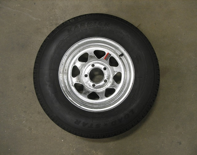 ST215/75R14 on 14" x 6" JJ Galvanized 8 Spoke Wheel - 5 on 4.5"