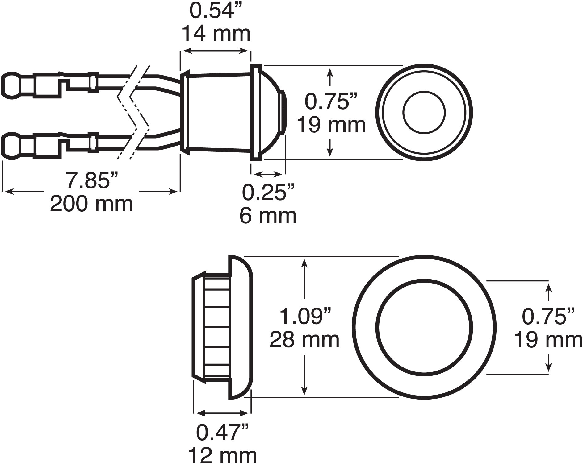 3/4" Amber LED Clearance / Side Marker Light Kit - 176 Series