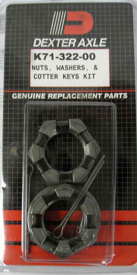Dexter - Nut, Washer, & Cotter Pin Kit - 10" x 1-1/2" and 10" x 2-1/4"