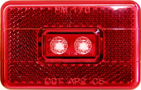 Peterson - LED Red Rectangular Clearance / Side Marker Light with Reflex - 170 Series