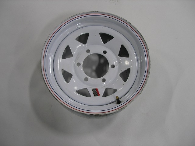 Spoke Wheel - 15" x 6" JJ - 6 on 5.5" - White with Stripe