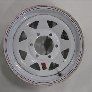 Spoke Wheel - 15" x 6" JJ - 6 on 5.5" - White with Stripe