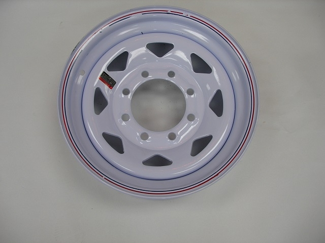 Spoke Wheel - 16" x 6" K - 8 on 6.5" - White with Stripe