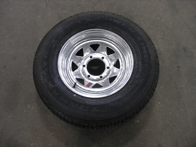 225/75R15 on 15" x 6" JJ Galvanized Spoke Wheel - 6 on 5.5"
