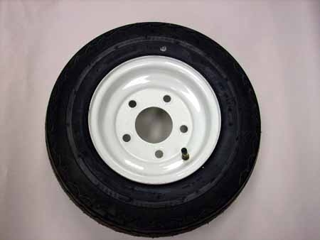 Mounted - 165/65-8 on 8" x 5.375" White Steel Wheel - 5 on 4.5"