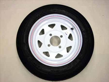 Mounted - 4.80-12 on 12" x 4" JA White 8 Spoke Wheel - 4 on 4"