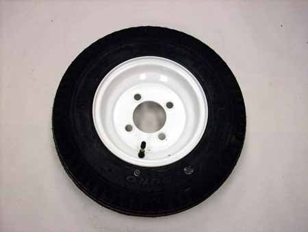 Mounted - 4.80/4.00-8 on 8" x 3.75" White Steel Wheel - 4 on 4"