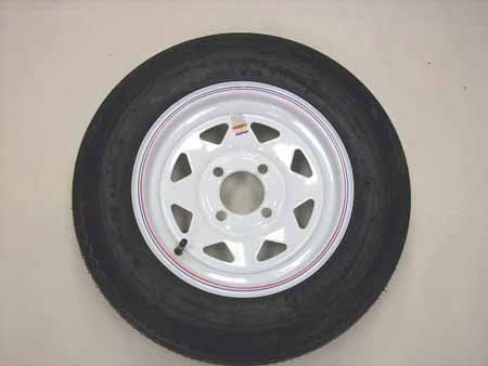 Mounted - 5.30-12 on 12" x 4" JA White 8 Spoke Wheel - 4 on 4"