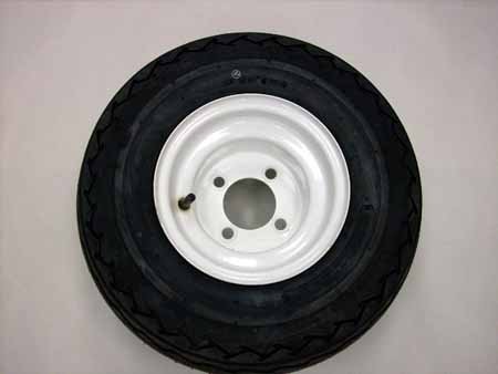 Mounted - 215/60-8 on 8" x 7" White Steel Wheel - 4 on 4"