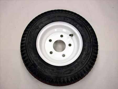 Mounted - 4.80/4.00-8 on 8" x 3.75" White Steel Wheel - 5 on 4.5"