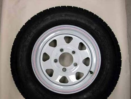 185/80R13 Radial LR-D Tire with White Spoke - 5 on 4.5"