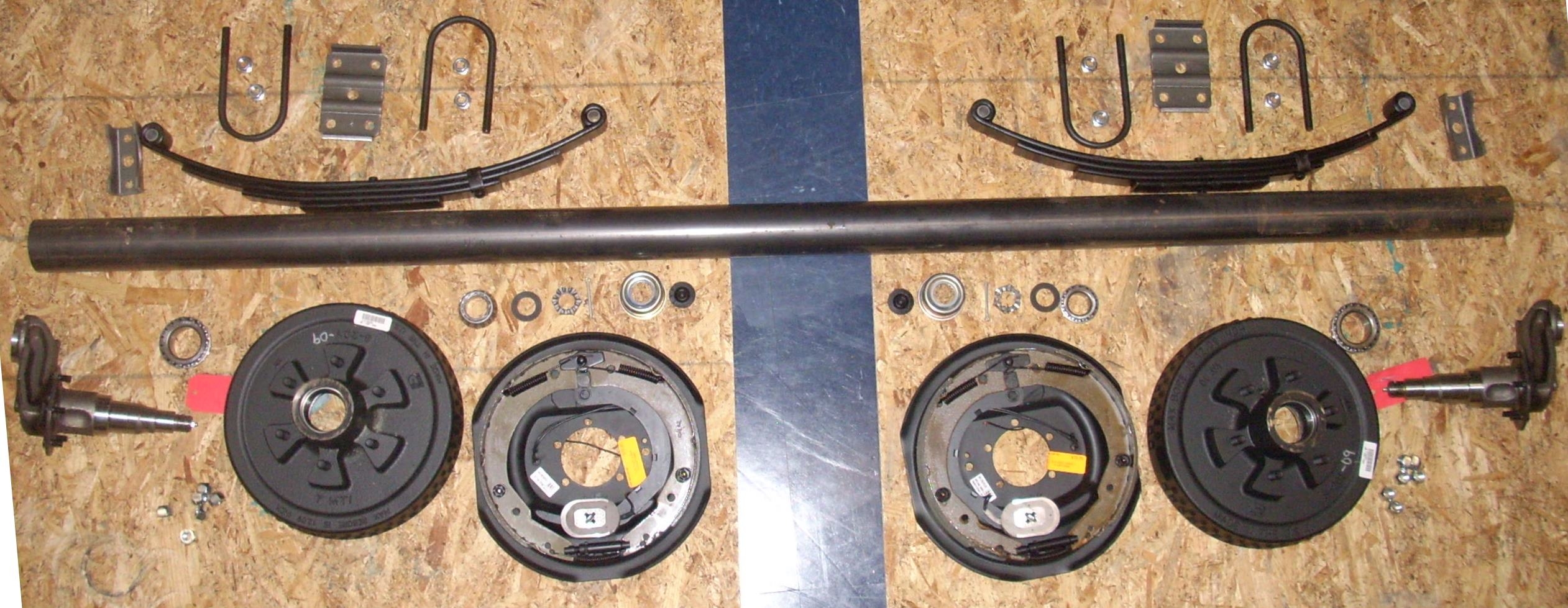 6K Drop (4") Hydraulic Free-Backing Brake Axle with 6-Lug (on 5.5" center) 12" Brake Hub/Drum Kit