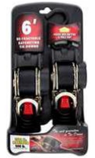 Erickson - 1" x 6' Retractable Ratchet Strap Set - Rated for 1.5k (2-pack)
