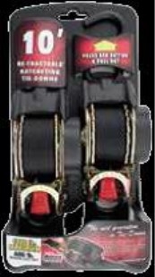 Erickson - 1" x 10' Retractable Ratchet Strap Set - Rated for 1.2k (2-pack)