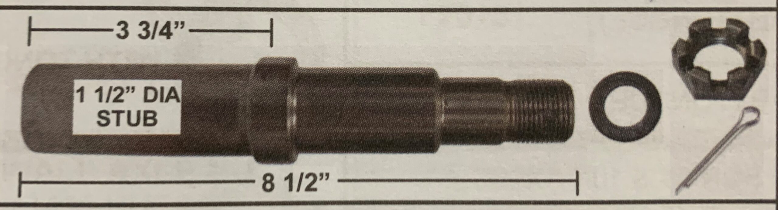 Replacement D35 Spindle Shaft - 1-3/8" & 1-1/16" Round Stub (8-1/2" Overall Length) - 3.5k