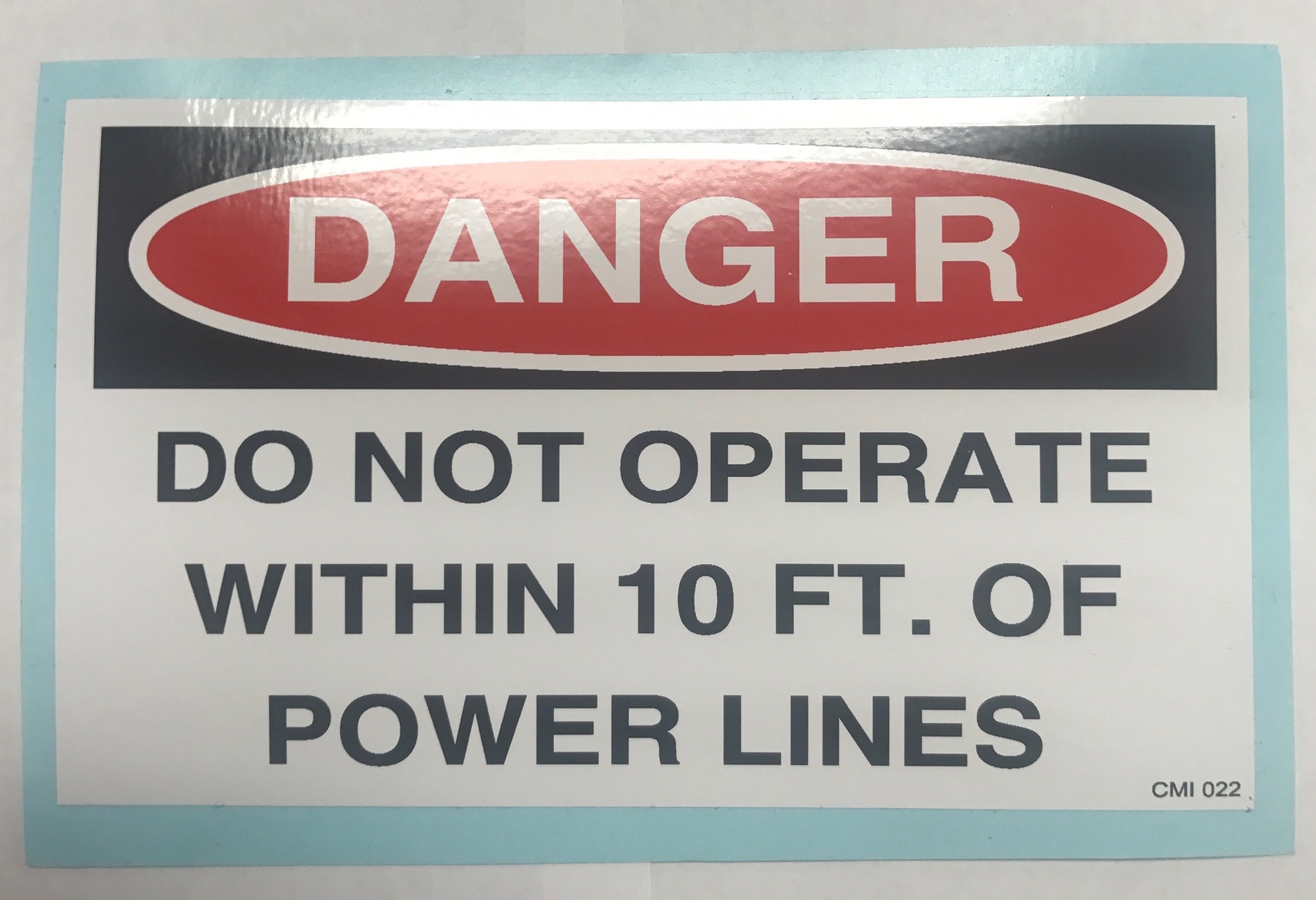 Decal - "Danger - Power Lines" - 3" x 5" (Red/Black on White)