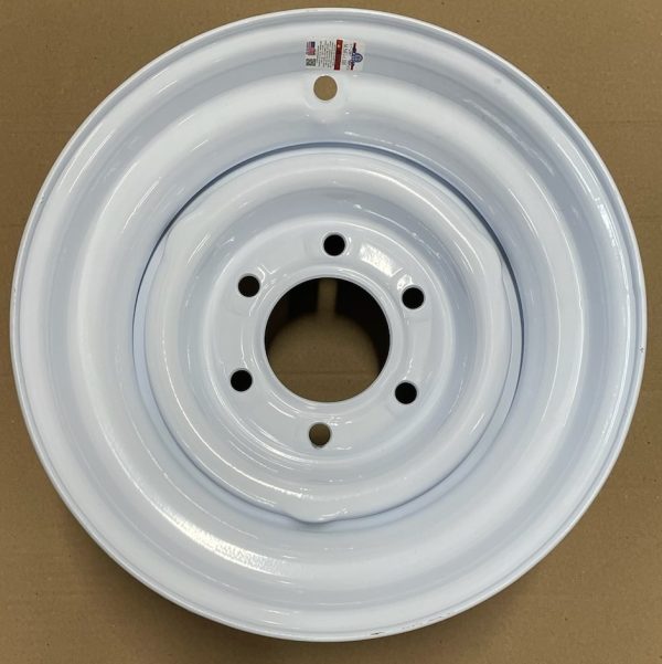 14.5" x 6" White Conventional Wheel - 6 on 5.5 - 4.75" Pilot